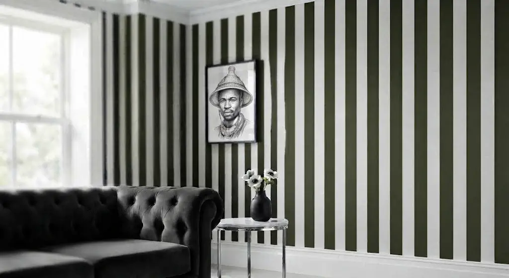 Custom pencil art detail on a painted wall